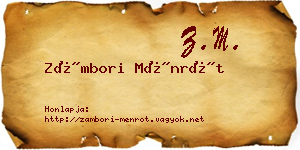 Zámbori Ménrót névjegykártya